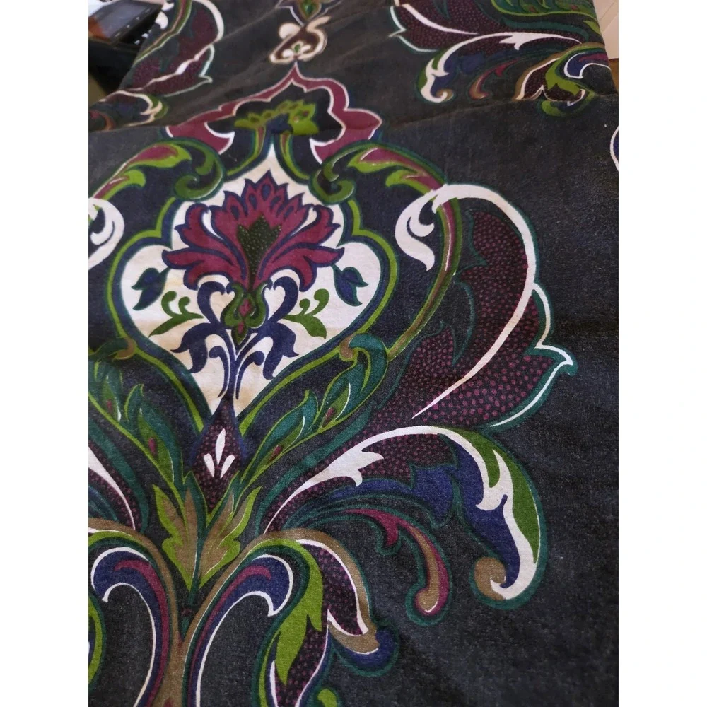 World Market 60x90 Medallion Tablecloth Purple Green Cotton Boho Baroque